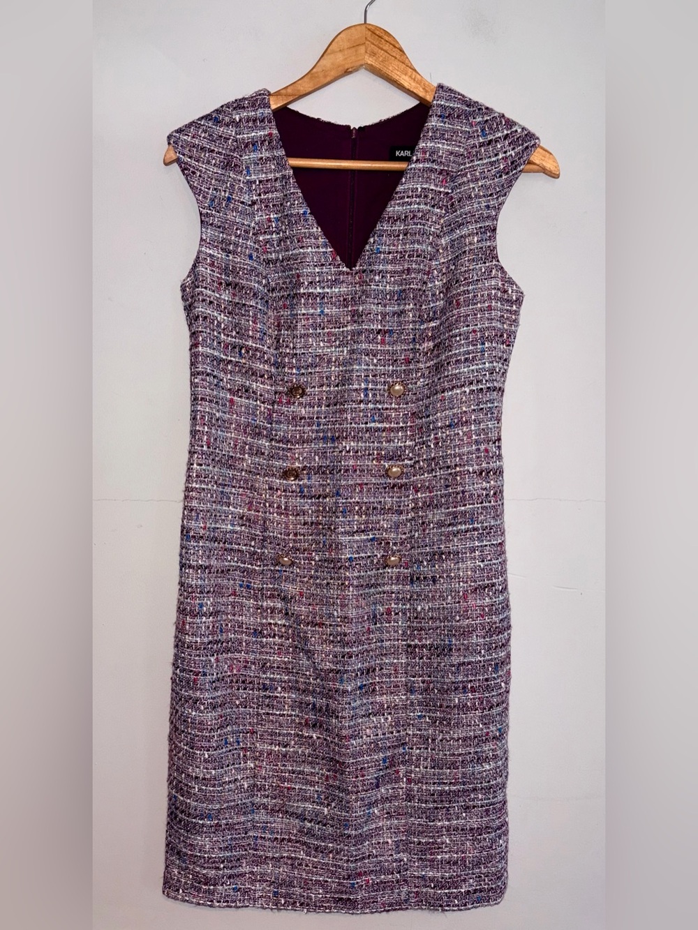 Karl Lagerfeld Paris sleeveless tweed sheath dress sz 2
